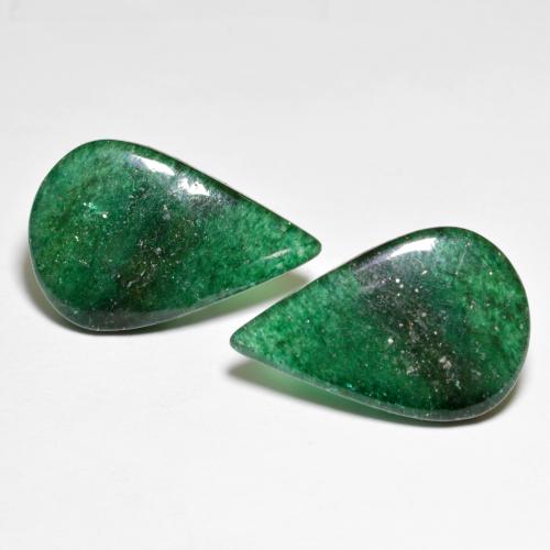 Verde multicolore Avventurina Gem - 7.2ct Cabochon pera (ID: 593889)