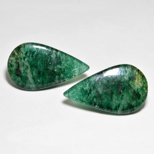Dark Green Aventurine Gem - 8.2ct Pear Cabochon (ID: 593892)