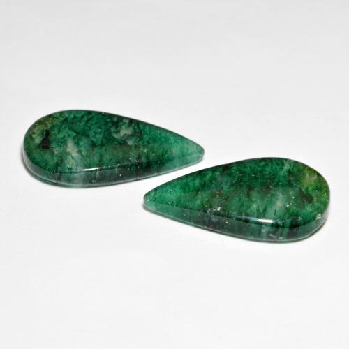 Aventurine Gemstones in 21.4 x 12.3 mm Size for Sale, Aventurine Stones in Dark Green Color