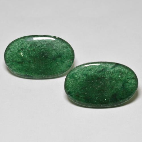Deep Green Aventurine Gem - 8.1ct Oval Cabochon (ID: 594992)