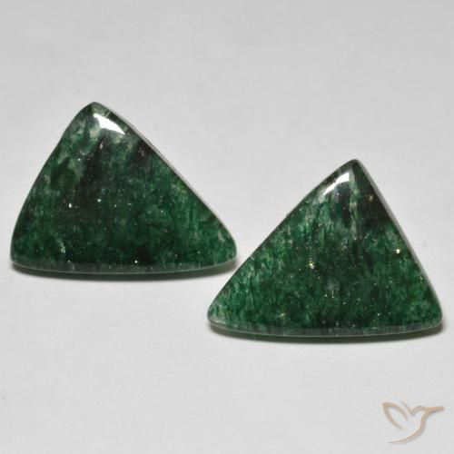 15.57 ct Green Aventurine, 17 x 11.7 mm Trillion Cut From Brazil, Photo A