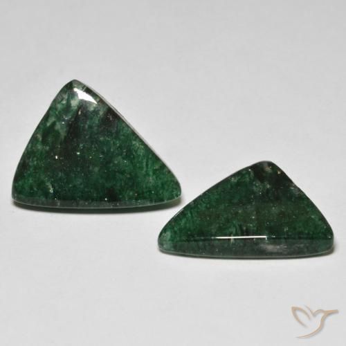 15.57 ctw Green Aventurine Stones, Natural Aventurine in Trillion Cabochon Shape for Sale