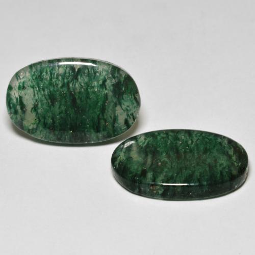 16.27 ctw Green Aventurine Stones, Natural Aventurine in Oval Cabochon Shape for Sale