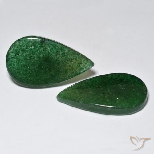 24.46 ctw Green Aventurine Stones, Natural Aventurine in Pear Cabochon Shape for Sale