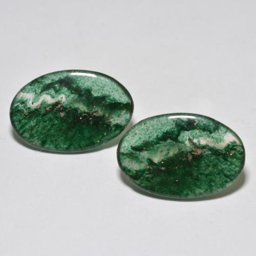 Vielfarbig-grün Aventurin Edelstein - 6.2ct Oval Cabochon (ID: 595167)
