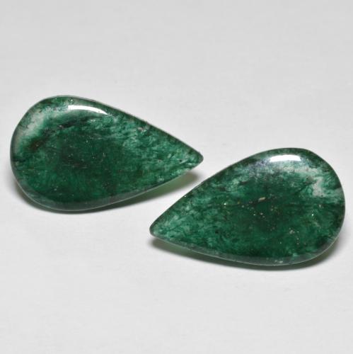 Vert foncé Aventurine gemme - 4.4ct Poire cabochon (ID: 595273)