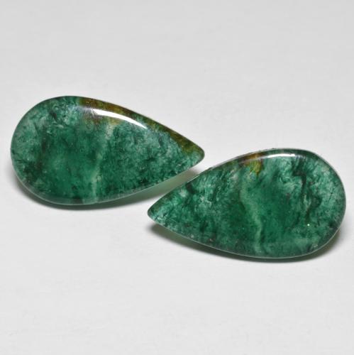 Dark Green Aventurine Gem - 5.1ct Pear Cabochon (ID: 595275)