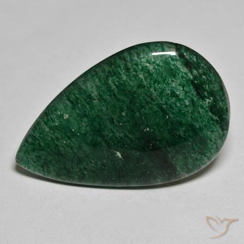 24.65 ct Green Aventurine, 32.5 x 21.5 mm Pear Cut From Brazil, Photo A