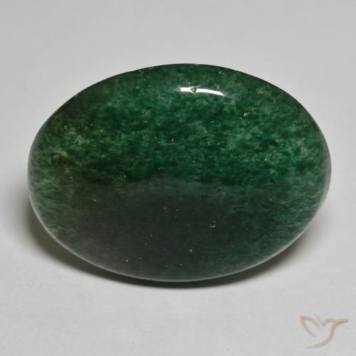 26.3 x 20.8mm Oval Green Aventurine from Brazil, Weight of 23.24ct, Natural untreated Gemstone in Translucent Clarity, 1pc Oval Cabochon Aventurine - Color: Forest Green, Mohs Hardness of 7 suitable for daily wear jewelry, Photo A