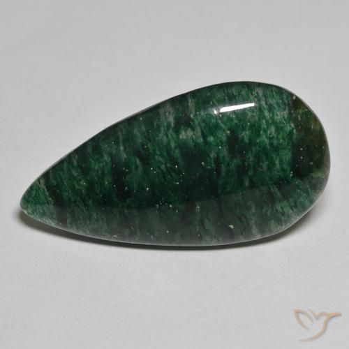 24.26 ct Green Aventurine, 33.2 x 17.4 mm Pear Cut From Brazil, Photo A