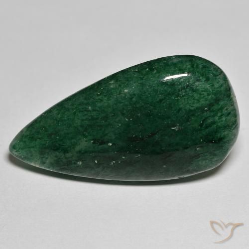 26.94 ct Green Aventurine, 32.7 x 17.6 mm Pear Cut From Brazil, Photo A