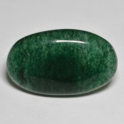 Aventurine Vert Ovale 26,3 x 16mm du Brésil, poids de 18,81 ct, pierre gemme naturelle Non traité de pureté Translucide, 1 pièce d'aventurine oval cabochon, couleur : Forêt verte, dureté de Mohs de 7 convient aux bijoux de tous les jours, pierre de sagesse, Photo A