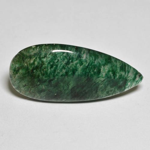 Aventurine Vert Poire 28,4 x 13,2mm du Brésil, poids de 11,87 ct, pierre gemme naturelle Non traité de pureté Translucide, 1 pièce d'aventurine pear cabochon, couleur : Vert multicolore, dureté de Mohs de 7 convient aux bijoux de tous les jours, pierre de sagesse, Photo A