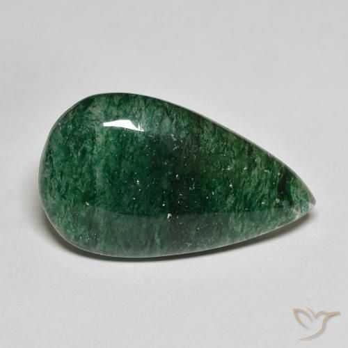 24,2 x 14,7mm birnenschliff grüner Aventurin aus Brasilien, Gewicht 12,63 ct, 1 Stück Aventurin - Farbe: Waldgrün, natürlicher Edelstein in Translucent Reinheit, Mohs-Härte von 7 Geeignet für den täglichen Gebrauch im Schmuck, Photo A