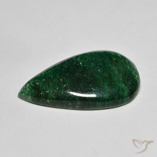 Aventurine Gemstone in 24.2 x 14.7 mm Size for Sale, Aventurine Stone in Forest Green Color