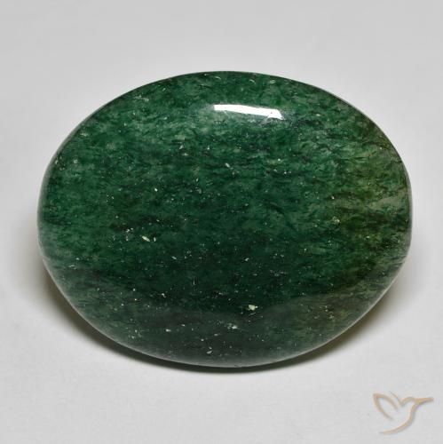 26.6 x 21.3mm Oval Cabochon Green Aventurine from Brazil, Weight of 26.73ct, Natural untreated gemstone in Translucent Clarity, 1pc Aventurine - the Color is Forest Green, Mohs Hardness of 7 suitable for daily wear jewelry, Photo A