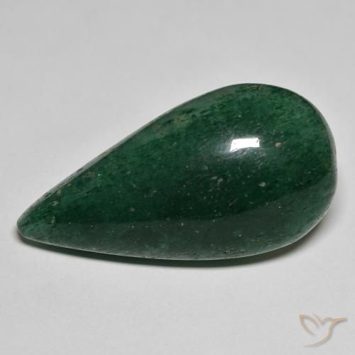 25.09ct Natural Forest Green Aventurine, Pear Shape, Translucent