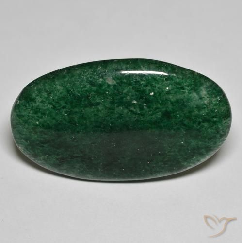 32.3 x 19.1mm Oval Cabochon Green Aventurine from Brazil, Weight of 26.12ct, Natural untreated gemstone in Translucent Clarity, 1pc Aventurine - the Color is Forest Green, Mohs Hardness of 7 suitable for daily wear jewelry, Photo A