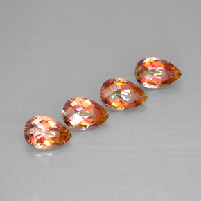 6.08 ct Multicolor Azotic Topaz Gemstone, Azotic Topaz Gem in Pear Checkerboard Shape for Sale.