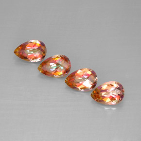 6.08 ct Multicolor Azotic Topaz Stone, Natural Azotic Topaz in Pear Checkerboard Shape for Sale