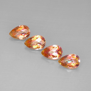 6.27 ct Multicolor Azotic Topaz Gemstone, Azotic Topaz Gem in Pear Checkerboard Shape for Sale.