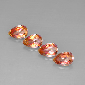 6.64 ct Multicolor Azotic Topaz Gemstone, Azotic Topaz Gem in Pear Checkerboard Shape for Sale.