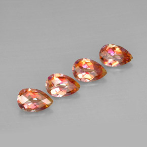 6.31 ct Multicolor Azotic Topaz Gemstone, Azotic Topaz Gem in Pear Checkerboard Shape for Sale.