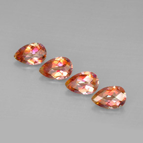 6.31 ct Multicolor Azotic Topaz Stone, Natural Azotic Topaz in Pear Checkerboard Shape for Sale