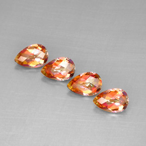 6.27 ct Multicolor Azotic Topaz Gemstone, Azotic Topaz Gem in Pear Checkerboard Shape for Sale.
