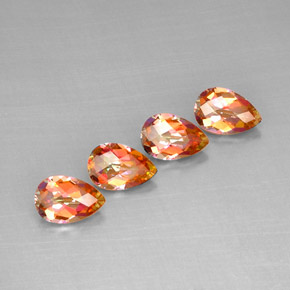 6.27 ct Multicolor Azotic Topaz Stone, Natural Azotic Topaz in Pear Checkerboard Shape for Sale