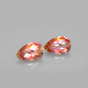 3.12 ct Multicolor Azotic Topaz Gemstone, Azotic Topaz Gem in Pear Checkerboard Shape for Sale.