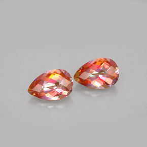 3.27 ct Multicolor Azotic Topaz Gemstone, Azotic Topaz Gem in Pear Checkerboard Shape for Sale.