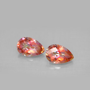 3.27 ct Multicolor Azotic Topaz Stone, Natural Azotic Topaz in Pear Checkerboard Shape for Sale