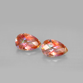 3.30 ct Multicolor Azotic Topaz Gemstone, Azotic Topaz Gem in Pear Checkerboard Shape for Sale.