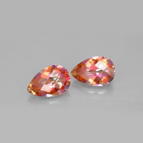 3.30 ct Multicolor Azotic Topaz Stone, Natural Azotic Topaz in Pear Checkerboard Shape for Sale