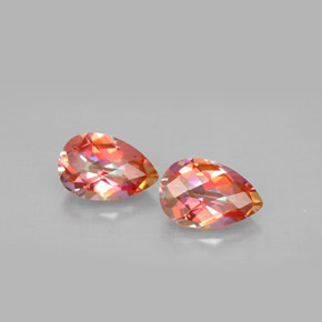 3.07 ct Multicolor Azotic Topaz Gemstone, Azotic Topaz Gem in Pear Checkerboard Shape for Sale.