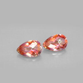 3.07 ct Multicolor Azotic Topaz Stone, Natural Azotic Topaz in Pear Checkerboard Shape for Sale