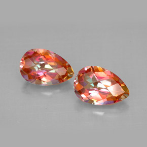 3.18 ct Multicolor Azotic Topaz Gemstone, Azotic Topaz Gem in Pear Checkerboard Shape for Sale.