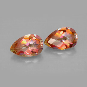 3.18 ct Multicolor Azotic Topaz Stone, Natural Azotic Topaz in Pear Checkerboard Shape for Sale