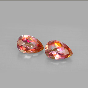 3.19 ct Multicolor Azotic Topaz Gemstone, Azotic Topaz Gem in Pear Checkerboard Shape for Sale.