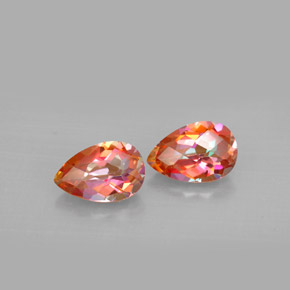 3.19 ct Multicolor Azotic Topaz Stone, Natural Azotic Topaz in Pear Checkerboard Shape for Sale