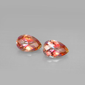 3.17 ct Multicolor Azotic Topaz Gemstone, Azotic Topaz Gem in Pear Checkerboard Shape for Sale.