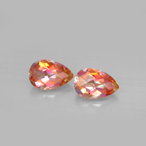 3.29 ct Multicolor Azotic Topaz Gemstone, Azotic Topaz Gem in Pear Checkerboard Shape for Sale.