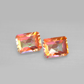5.74 ct Multicolor Azotic Topaz Gemstone, Azotic Topaz Gem in Octagon Checkerboard Shape for Sale.