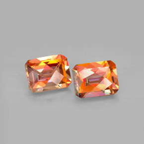 5.63 ct Multicolor Azotic Topaz Gemstone, Azotic Topaz Gem in Octagon Checkerboard Shape for Sale.