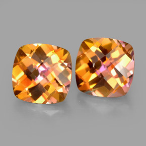 5.47 ct Multicolor Azotic Topaz Stone, Natural Azotic Topaz in Cushion Checkerboard Shape for Sale