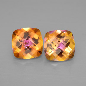 5.62 ct Multicolor Azotic Topaz Gemstone, Azotic Topaz Gem in Cushion Checkerboard Shape for Sale.