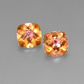 5.17 ct Multicolor Azotic Topaz Gemstone, Azotic Topaz Gem in Cushion Checkerboard Shape for Sale.