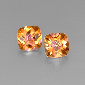 5.50 ct Multicolor Azotic Topaz Gemstone, Azotic Topaz Gem in Cushion Checkerboard Shape for Sale.
