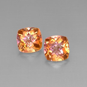 5.44 ct Multicolor Azotic Topaz Gemstone, Azotic Topaz Gem in Cushion Checkerboard Shape for Sale.